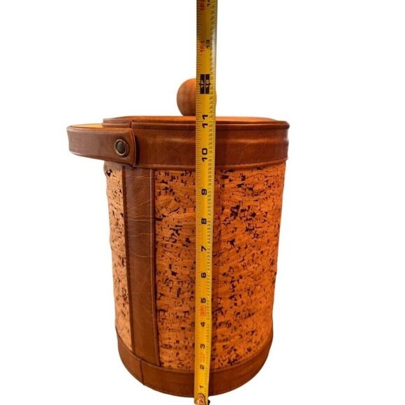 MCM Cork Ice Bucket Vintage‎ Barware with Lid and Handle Retro Natural Vtg Decor - Picture 9 of 10